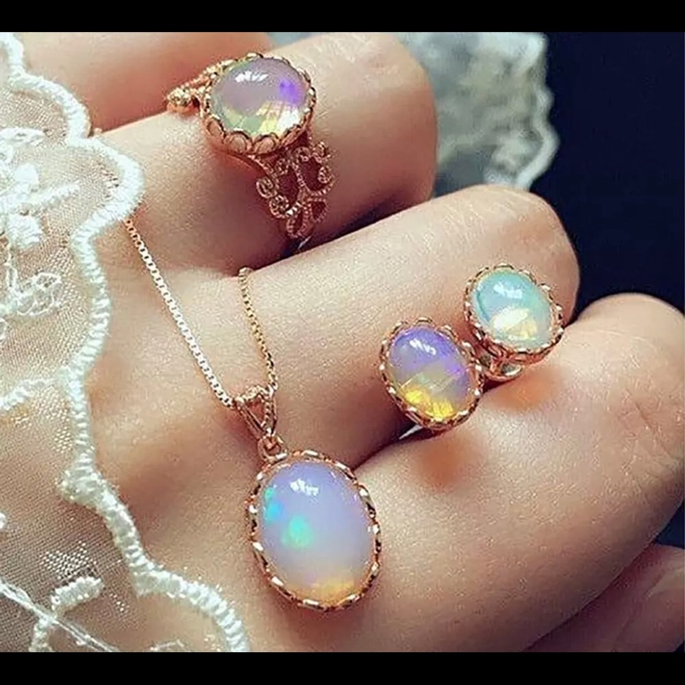 Rose Gold Crystal Necklace Jewelry Gift Sets